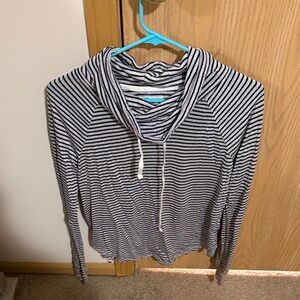 Hollister Black and White Striped Hoodie